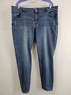 S & Co. Women's Plus Size Rhinestone Embellished Mid Rise Skinny Jeans, Sz 20W